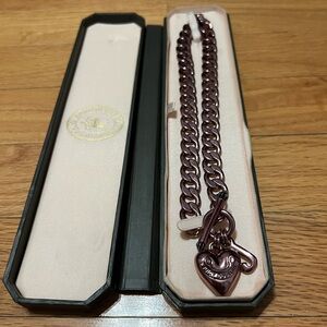 Juicy Couture Pink Metallic Puff Heart Starter Necklace